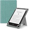 MoKo Custodia Cover Universale Compatibile con E-Lettore Kindle/Kobo/Voyaga/Lenovo/Sony/Tolino da 6, 6,8 e 7, in Pelle PU con Chiusura di Elastico, Doppio Supporto e Manico, Denim Verde