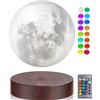 UVEHAS Lampada Luna Levitante 16 Colori Levitazione Magnetica Galleggiante Stampa 3D LED Luce Luna Luci Notturne Luna Rotante con Telecomando per Casa Camera Desk Decorazione Regalo Creativo, Base Rotonda