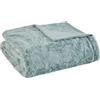 Madison Park Zuri - Coperta in finta pelliccia di lusso, con motivo a righe, effetto visone sul retro, moderna coperta fredda per letto, divano, 60 x 70 cm, colore: acqua