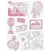 Rayher 58175000 Timbri trasparenti scrapbooking, silicone, decorativi, vintage, motivo viaggio nel tempo, 8 pz.