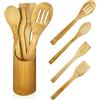 DARKF Set di cinque utensili da cucina in legno | Quattro cucchiai in legno da cucina | Kit di tre mestoli in bambù | Kit di utensili da regalo | Kitchen Set (5)