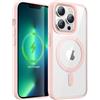JETech Cover Magnetica per iPhone 13 Pro 6,1 Pollici Compatibile con MagSafe, Cellulare Paraurti Custodia, Solida Colore Opaco TPU Telaio, Anti-Graffio Retro Trasparente (Rosa)