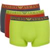 Emporio Armani Underwear Men's 3-Pack Mixed Waistband Boxer, Uomini, Lime/Rust/Anthracite,