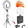 Neewer Foto/Video Luce LED Anulare 48cm Esterno, 52W 5500K Dimmerabile con Light Stand, Borsa di Trasporto per Smartphone, Youtube, Auto-riprese