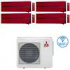 Mitsubishi Electric Climatizzatore Condizionatore MITSUBISHI ELECTRIC Quadri Split 9+9+9+12 Serie KIRIGAMINE STYLE RUBY RED Inverter con MXZ-4F72VF WI-FI INTEGRATO R-32 9000+9000+9000+12000 A++/A+