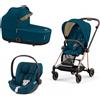 Cybex - Collezione Platinum: Trio Mios Con Seggiolino Auto Cloud Z ISize Mountain Blue - Telaio Rosegold