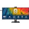 Philips Monitors Philips 40B1U5601H - Monitor WQHD da 40 pollici, webcam da 5 MP, altezza regolabile, altoparlanti (3440x1440, 100 Hz, HDMI, DisplayPort, USB-C, RJ45, hub USB) nero