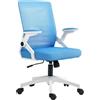 Vinsetto Sedia Ergonomica ad Altezza Regolabile con Braccioli Sollevabili, Sedia da Ufficio Girevole in ABS e Poliestere, 54x54x89-99 cm, Bianca e Azzurra