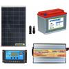 Kit baita Pannello solare 100W Inverter 600W Batteria 100Ah Regolatore 10A