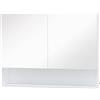 HOMCOM Armadietto con Specchio a Muro, con Luci a LED, Ripiano Aperto e Ripiano Interno Regolabile, in Vetro e MDF, 80x15x60cm