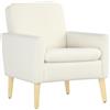 HOMCOM Poltrona Moderna Imbottita in Pile per Salotto e Camera da Letto, Gambe in Legno, 75x78x81 cm, Bianco Crema|Aosom