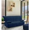 Talamo Italia Letto Allegra, Divano a 3 posti, 100% Made in Italy, Sofà Soggiorno con Apertura a Carrello, in Tessuto imbottito, con Cuscini Inclusi, Cm 165x90h85, Blu