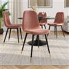 DEGHI Set 4 sedie in velluto rosa antico con gambe in metallo nere e oro - Finesse