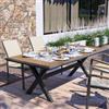 DEGHI Tavolo da giardino 200x100 cm top mosaico effetto legno e gambe ad incrocio in alluminio antracite - Miranda