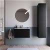 DEGHI Mobile bagno sospeso 70 cm nero opaco effetto cannettato con lavabo in ceramica e specchio - Lameck