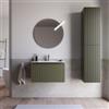 DEGHI Mobile bagno sospeso 70 cm verde selva effetto cannettato con lavabo in ceramica e specchio - Lameck