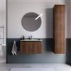 DEGHI Mobile bagno sospeso 70 cm noce maya effetto cannettato con lavabo in ceramica e specchio - Lameck