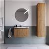 DEGHI Mobile bagno sospeso 70 cm rovere africa effetto cannettato con lavabo in ceramica e specchio - Lameck