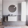 DEGHI Mobile bagno sospeso 70 cm bianco opaco effetto cannettato con lavabo in ceramica e specchio - Lameck