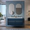 DEGHI Mobile bagno sospeso 120 cm con cassetti blu esotico opaco e lavabo con doppia vasca e specchi - Dedalo
