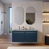 DEGHI Mobile bagno sospeso 120 cm con ante blu esotico e lavabo grigio con doppia vasca e specchi - Dedalo