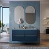 DEGHI Mobile bagno sospeso 120 cm con cassetti blu esotico opaco e lavabo grigio con doppia vasca e specchi - Dedalo
