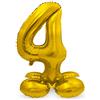 Folat 64704 Palloncino di alluminio con Base Numero Figura 4 Oro 86 cm - decorazione palloncino di elio per compleanno, anniversario