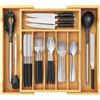 Lifewit Portaposate da Cassetto, Porta Posate Espandibile per Cassetto, Porta Posate Cucina Cassetto Regolabile in Bambù per Cucchiai, Forchette e Coltelli, Grande, Naturale