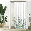 Uiiooazy Tenda Doccia Antimuffa, Tenda Doccia Piccola 90x180cm Foglie Verde Eucalipto Fiori Rosa Farfalla Tende da Bagno Tessuto Lavabile Impermeabile Poliestere Tende per Vasca da Bagno con 6 Anelli