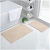 Homaxy - Set di tappeti da bagno 2 pezzi con nappe - antiscivolo - morbido - assorbente - lavabile - 40 x 60 cm + 50 x 80 cm - beige