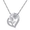 Qings Donna Collana Cuore Moissanite Argento 925 Rosa Fiore Aprile Collana Ciondolo Pietra Portafortuna con Zirconi Lucidi Compleanno San Valentino Regali di Natale Gioielli per Fidanzata Moglie