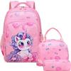 Kimwadalh Zaino Bambina Unicorno Zaini Scuola Elementare Zainetto Ragazza 3 in 1 Set da Zaini, Borse Scuola con Bolsa de almuerzo, Astuccio