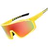 OKH Polarizzati Occhiali da Sole Ciclismo Uomo Donna Sport All'aria Aperta UV400 Guida Pesca Mountain Bike (Gialla Montatura Punti Rossi Lente a Pellicola Rossa)
