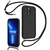 Coalbooliy Cover per iPhone 13 Pro 6,1 con Cordino per Cellulare, Custodia Silicone con Regolabile Collana Sottile Morbida Case Protezione della fotocamera Antiurto con Necklace, Nero
