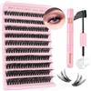 Sixstarhair Ciuffetti Ciglia Finte Kit Ciglia Extension 60D Volume Lash Clusters con Bond e dispositivo di rimozione 8-16mm DIY Eyelash Extension Kit