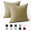 Dreamzie Federe 80x80 Cotone Rinforzato (Set da 2) - Beige - Trama Fitta a 57 Fili/cm² - Federe Cuscini 80x80 cm - Federe Cuscino 80x80 Certificate Oeko Tex - Dreamzie