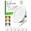 ALUSSO Set di 6 Faretti LED da Incasso, 12V led integrati 4W Cavo di Collegamento da 60 cm, Dimmerabili 3000K Bianco Caldo 4000K Bianca Naturale 6000K Bianca Fredda, Apertura Ø55mm - Ø58mm (BIANCO)