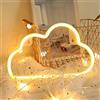 Taeku Luce al Neon Decorazione da Parete con Segno di Fulmine a LED per Natale Ricarica Usb luminosa Decorativa Sospesa Per Festa di Compleanno Stanza dei Bambini (Nuvole Bianco)