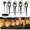 NIORSUN Faretto LED, Faretti da Giardino Bianco Caldo 3000K, Impermeabile IP67, Faretti da Esterno a Basso Voltaggio 12v 17m, Luce da Giardino Esterna Per Giardino, Cortile, Alberi (Confezione da 4)
