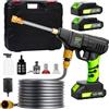 Aoresac Idropulitrice a Batteria 800PSI Idropulitrice Portatile con 2 Batteria 2000mAh, Ugello Multifunzione, Adattatore Rubinetto per Auto Moto Pulire Giardino Terrazza Prato Irrigazione