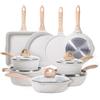 JEETEE Essential Batteria di Pentole 23 Pezzi, Rivestimento Granito-Antiaderente, Set Completo per La Cucina, Set Padelle Antiaderenti per Tutti i Piani Cottura, Beige