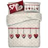 HomeLife Copriletto Singolo Estivo 100 Grammi Cotone [170X280 cm] Made in Italy | Trapunta Letto Singolo Primaverile | Plaid Coperta Letto 1 Piazza Fantasia Cuori Appesi Rosso