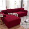 OKJK Copridivano impermeabile elasticizzato con chaise longue in pile di mais morbido tessuto confortevole, Moderno per copri divano da soggiorno facile da pulire,Red wine,3-seat 190-230cm
