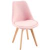 EGGREE 1 Pezzo Sedia Da Pranzo Di Design Moderno, Sedia Imbottita In Lana Con Sedile Imbottito E Gambe In Legno Massiccio Di Faggio Sedia Da Cucina Scandinava,Rosa