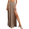 HodJIU Gonna Lunga Elasticizzata Gonna con Due Spacchi Laterali Gonna Elegante a Vita Alta Tinta Unita da Donna Maxi Gonna Casuale (Nero, M)