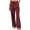 Amazhiyu - Pantaloni da donna in puro lino, vestibilità ampia, casual, in lino, con gamba larga, pantaloni da salotto estivi con tasche, tinta unita/a righe, Verde, L