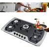kangten Piano cottura a gas, da incasso, 5 fuochi, fornello a gas in vetroceramica, fornello a gas integrato, fornello a gas GPG/NG, 900 x 510 mm, per cucina