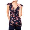 Generic Canottiera premaman con stampa floreale a maniche corte per allattamento al seno con scollo a V plissettato per allattamento al seno Essentials da donna top premaman camicia premaman vestiti comodi