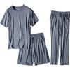 MANYMANY Set Pigiama Morbido da Uomo, Top a Maniche Corte e Pantaloncini, Set da Pigiama da 3 Pezzi in Cotone Leggero