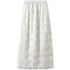 Generic Gonne da vacanza a vita alta con volant elegante gonna estiva in pizzo spitze tinta unita gonne lunghe pieghettate per l'estate veste maxi gonna autunnale per le donne gonne carine maxi abito estivo,